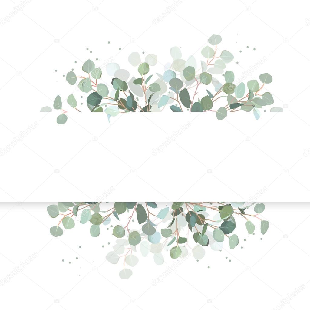 Wedding eucalyptus horizontal vector design banner.