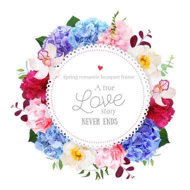 Lüks yuvarlak çiçek vektör tasarım çerçeve