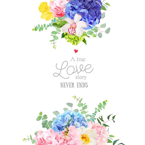 Delicate wedding floral vector design frame — Stock Vector