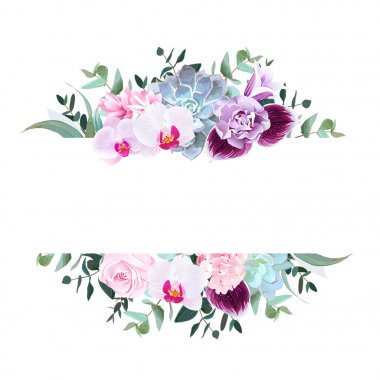 Mor orkide, pembe Gül, ortanca, çan çiçeği, karanfil, succul