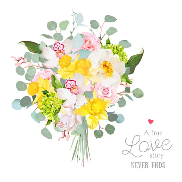 Ramo de flores de estilo primavera — Vector de stock