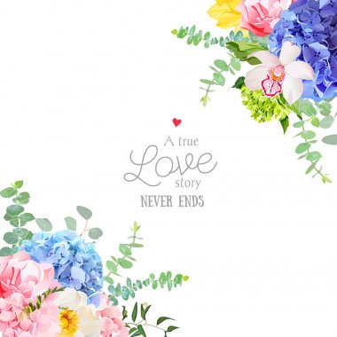 Düğün Çiçek açı vektör tasarım çerçeve