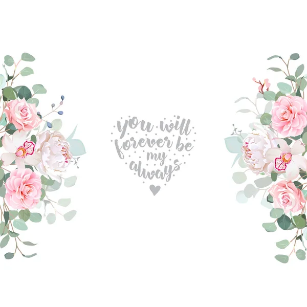 Bonito casamento floral vetor design quadro . —  Vetores de Stock