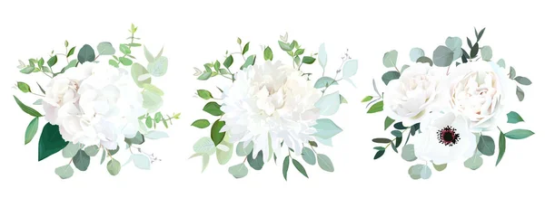 Boda flores blancas vectorial diseño ramos — Archivo Imágenes Vectoriales