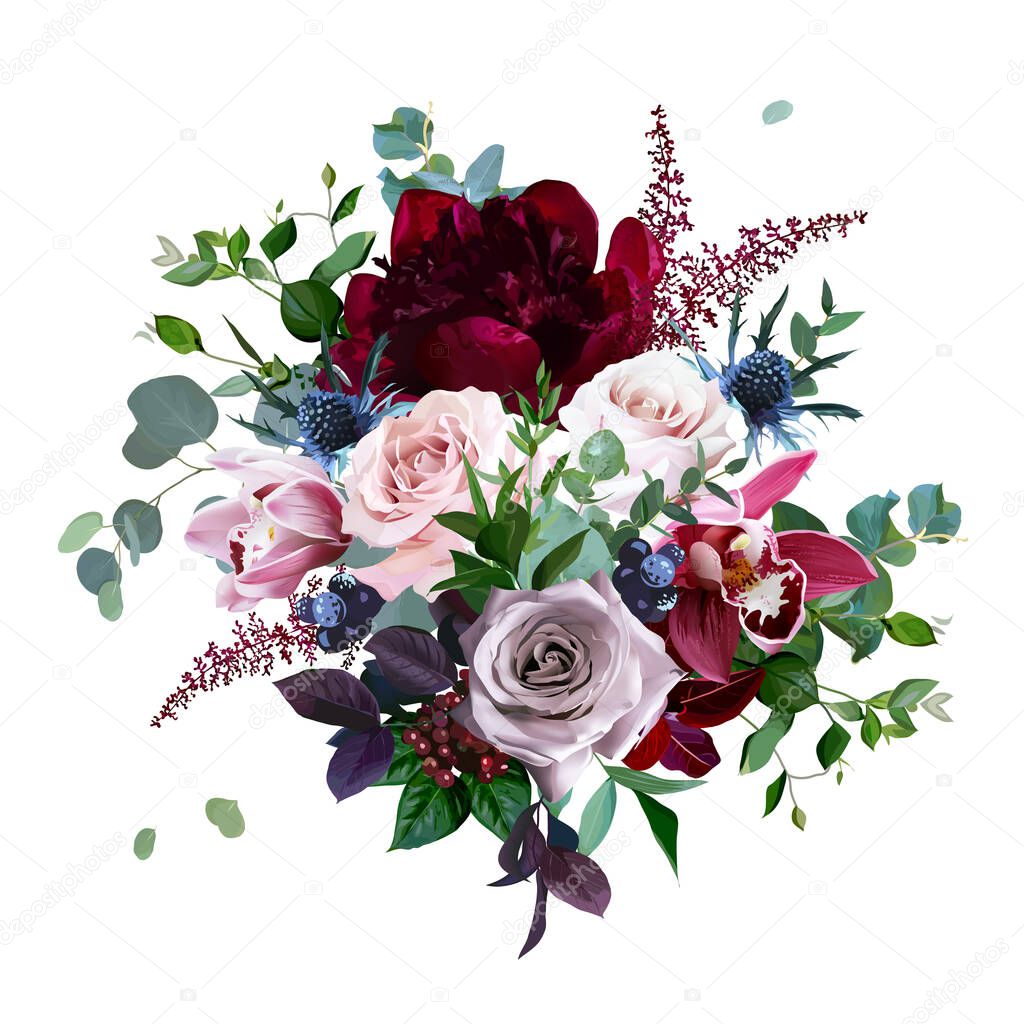 Guirnalda de flores rosas polvorientas, guirnalda de flores malva, guirnalda  floral rosa, guirnalda de boda malva, guirnalda de flores de boda -   México