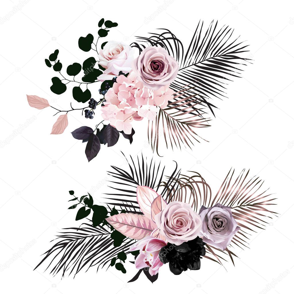 Ramos de diseño de vectores de glamour de flores rosas negras y  polvorientas Vector de stock por ©lavendertime_ 321214356, image size:1024x1024