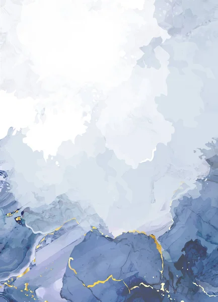 Carte de conception vectorielle de peinture fluide aquarelle bleue classique — Image vectorielle