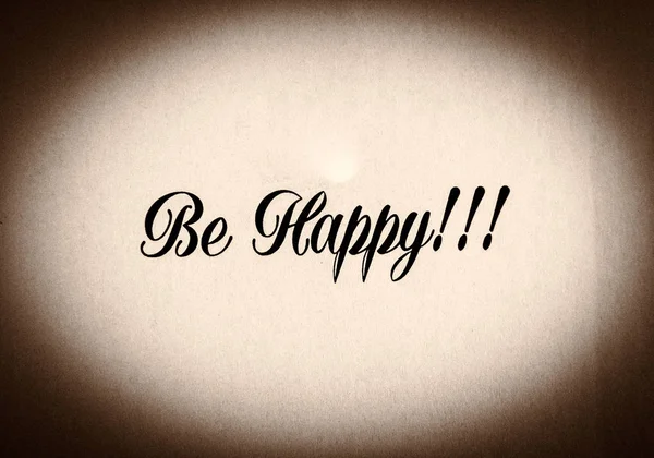 Be happy phrase written in black and white — Stock Photo, Image