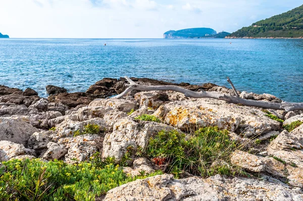 Krajobraz z Capo Caccia z wybrzeża — Zdjęcie stockowe