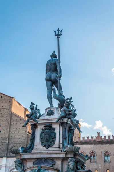 Fontanna Neptuna na Piazza Maggiore w Bolonii, Włochy — Zdjęcie stockowe