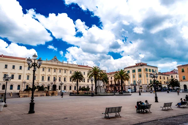 Piazza Italia nella città di Sassari — Foto Stock