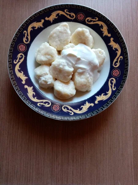 Delicioso Pequeno Almoço Para Família Vareniki — Fotografia de Stock