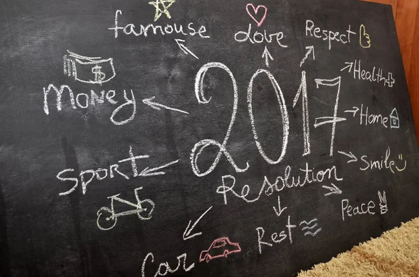 Chalk painted plan of 2017 resolution with hand — Stock Photo, Image