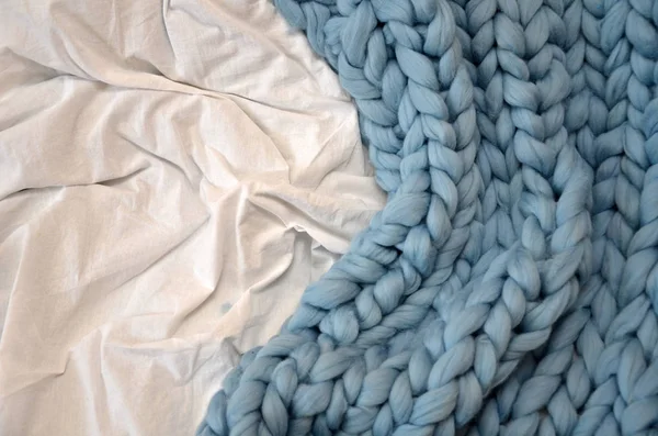 Merinos yün el yapımı örgü büyük battaniye, süper tıknaz iplik, moda kavramı