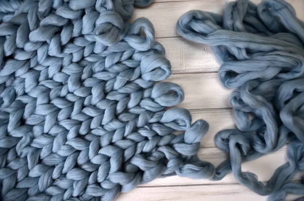Close-up van gebreide deken, merino wol achtergrond — Stockfoto