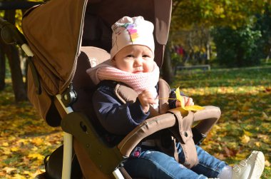 Çocuklar sonbahar parkta oynamak. Sarı ve kırmızı yaprakları atan çocuklar. Bebek meşe ve akçaağaç yaprağı. Sonbaharda yapraklar. Güz aile açık eğlence. Yürümeye başlayan çocuk veya okul öncesi çocuk Güz.