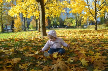 Küçük oğlu güz yaprakları