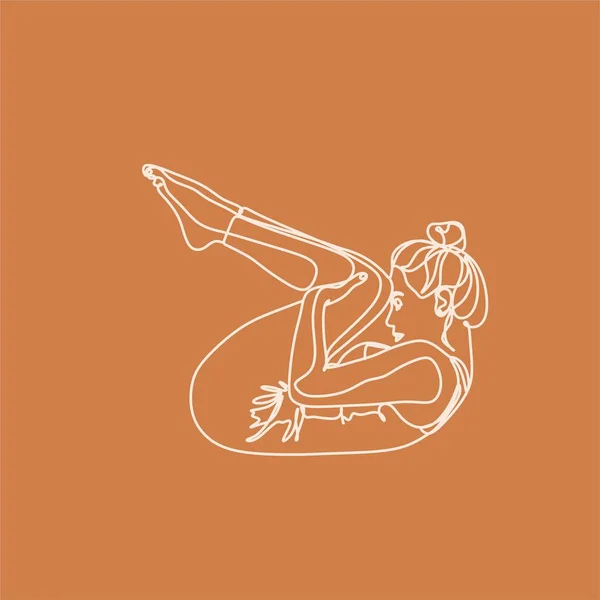 Jeune Fille Faisant Yoga Exercice Remise Forme Extérieur Lever Soleil — Image vectorielle