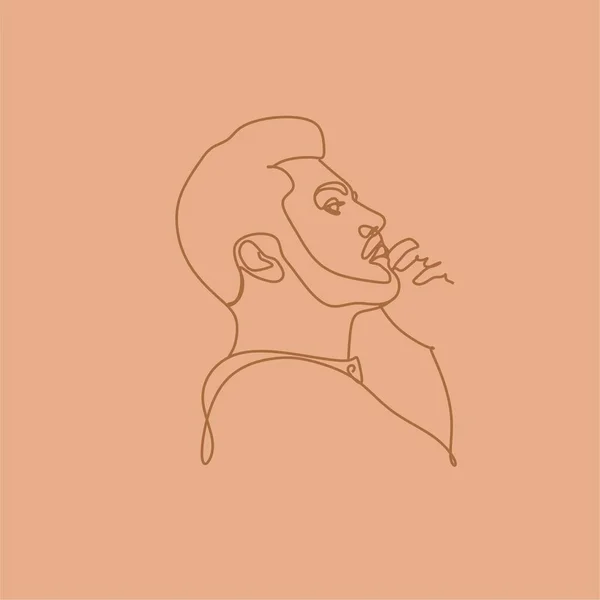 Man Face Vector Linienzeichnung Man Line Illustration Minimalistischer Druck Friseurladen — Stockvektor