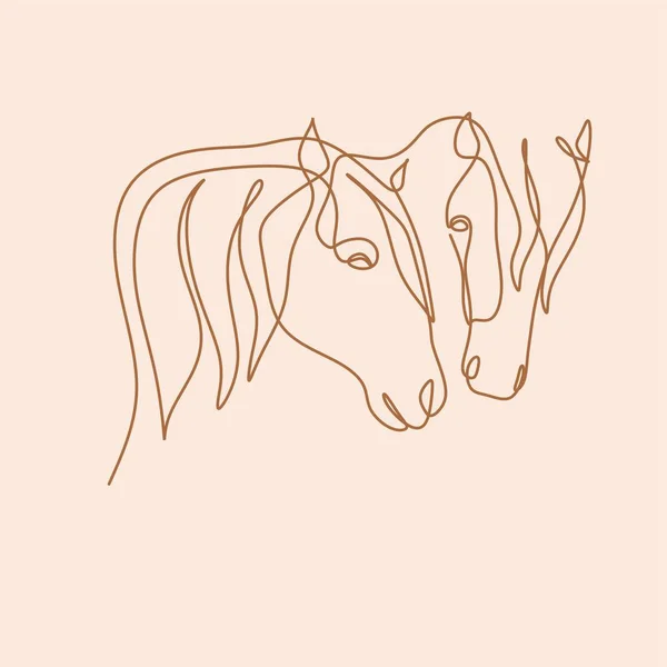 Paard Dierenlijn Tekening Dierlijke Lijn Kunst Lijnillustratie — Stockvector