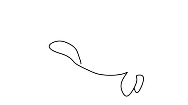 Саморисование Простой Анимации Одного Сплошного Однолинейного Рисунка Косатки Кит Убийца — стоковое видео