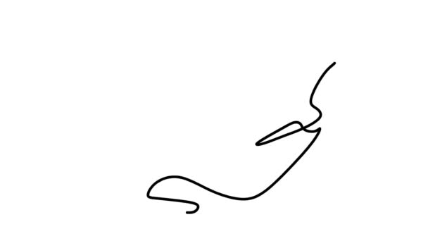 Selbstzeichnung Einfache Animation Einer Einzigen Kontinuierlichen Linienzeichnung Von Orca Killerwal — Stockvideo