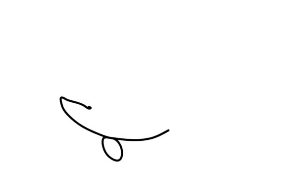 Self drawing simple animation of single continuous one line drawing of orca. Killer whale drawing by hand, black lines on a white background.