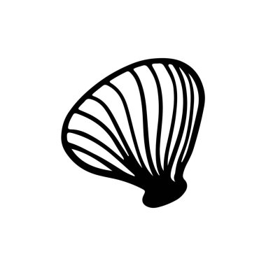 Dijital çizim şirin karalama siyah ana hatlı tek kabuk. Çıkartmalar, ambalaj kağıtları, bebek kumaşları, kartlar, afişler, web tasarımı için yazdır.