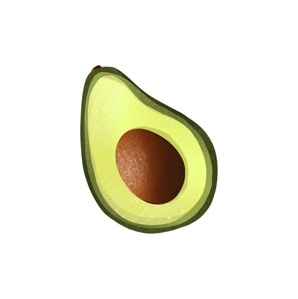 Digitale Illustration Einer Niedlichen Grünen Avocadohälfte Mit Knochenoberseite Druck Für — Stockfoto