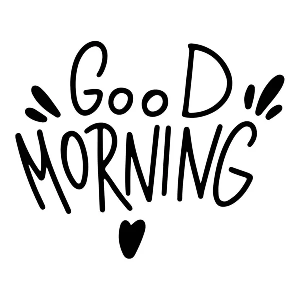 Digital Illustration Cute Doodle Outline Inscription Good Morning Print Fabrics — Stock Photo, Image