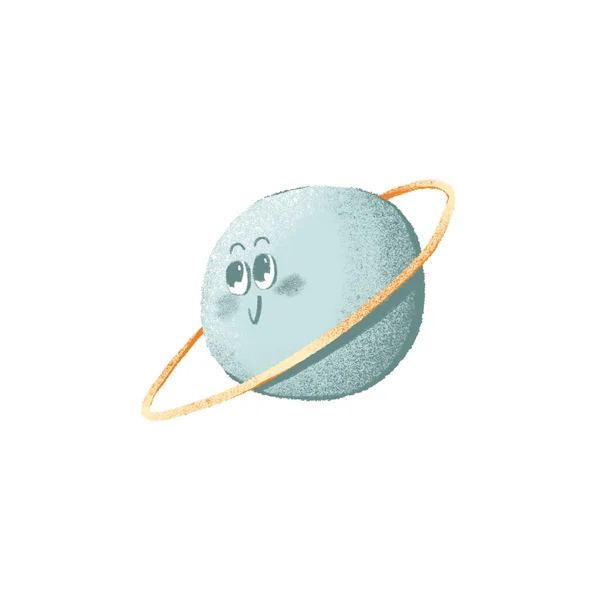 Ilustração Digital Lindo Saturno Bebê Texturizado Com Rosto Sorridente Impressão — Fotografia de Stock