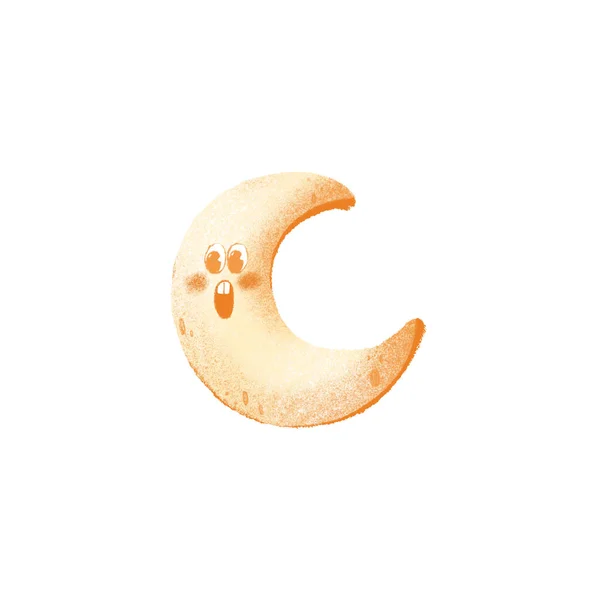 Ilustración Digital Una Linda Cara Sonriente Luna Bebé Texturizada Impresión — Foto de Stock