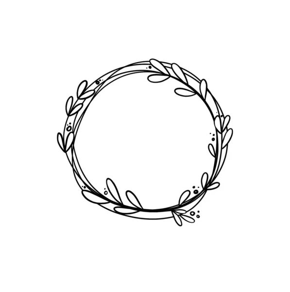 Digital outline linear illustration by hand for Easter holiday frame made of twigs and berries. Print for cards, banners, posters, invitations, web design.