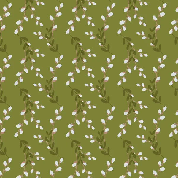Digital Flat Illustration Cute Gentle Easter Pattern Sprigs Willow Print — Stock Photo, Image