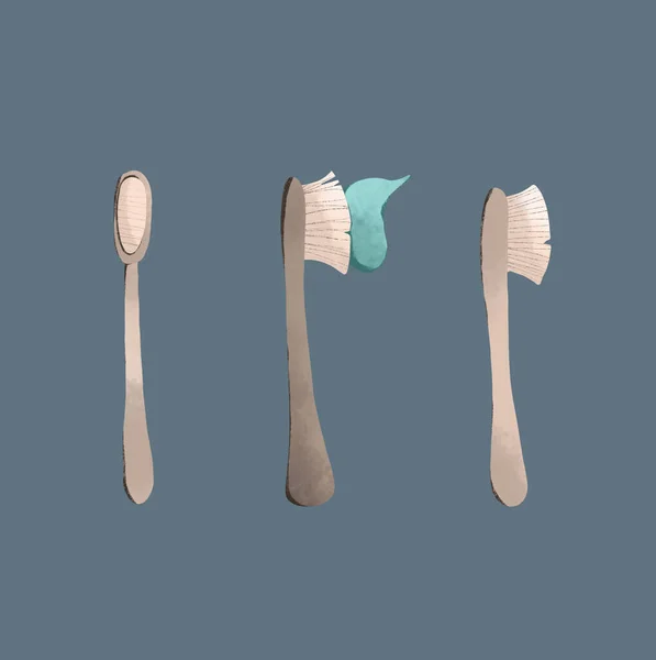 デジタルイラストシンプルな毎日の歯科ケア 歯磨き粉 ブラシ ポスター ステッカー パッケージ用の印刷 — ストック写真