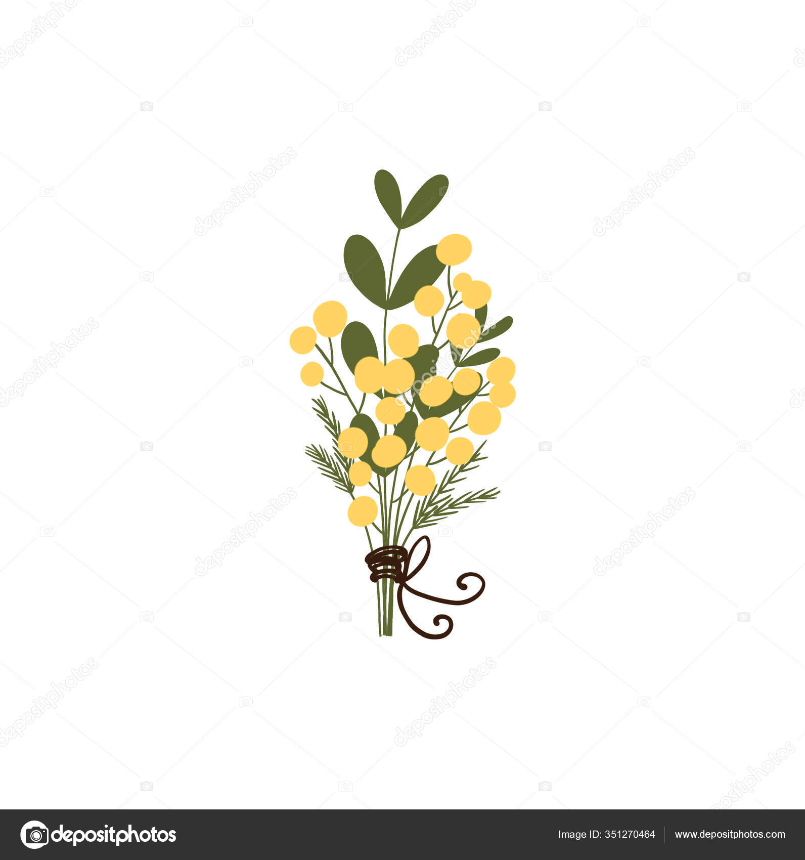 Digital Flat Illustration Cute Simple Element Holiday Mimosa Flowers  Geometric — Stock Photo © Ka.Yansh #351270464, image size:1592x1700