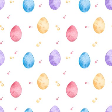 Paskalya pastel renkli yumurta dokusu beyaz arka planda sevimli dijital sanat kusursuz desen. Afişler, posterler, kartlar, web, davet, paket kağıtları ve kutular için yazdır.