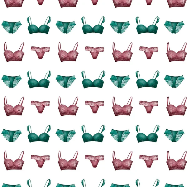 Цифровая Иллюстрация Джентльменского Сексуального Бесшовного Узора Нижнего Белья Трусики Бюстгальтер — стоковое фото