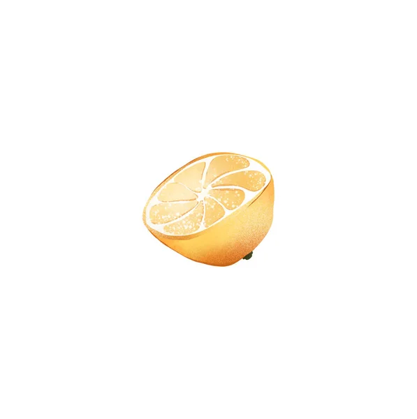 Digital Illustration Cute Textural Juicy Yellow Lemon Slices Print Packaging — Stock Photo, Image