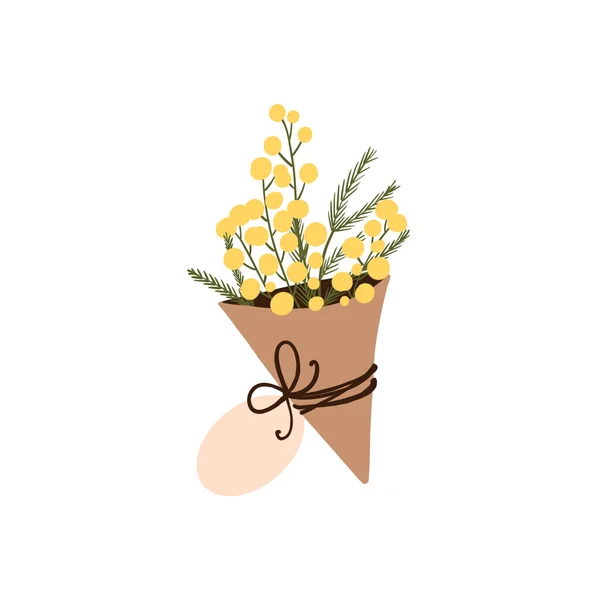 Digital Platt Illustration Söt Enkel Del Semester Mimosa Blommor Från — Stockfoto