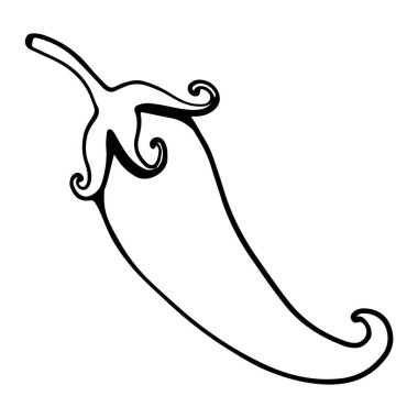 Tek acı biber ana hatları karalama sevimli dijital sanat. Kartlar, afişler, posterler, tekstil, restoranlar, menüler, ambalaj kağıtları, davetiye kartları, dükkanlar, boyama kitapları için yazdır.