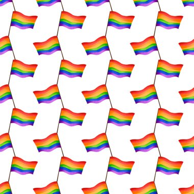Gökkuşağı LGBT bayrak deseni dijital sanat dijital dijital kusursuz desen beyaz zemin üzerinde. Tekstil, ambalaj kağıdı, paketler, kutular, kartlar, davetiye kartları, afişler, web.