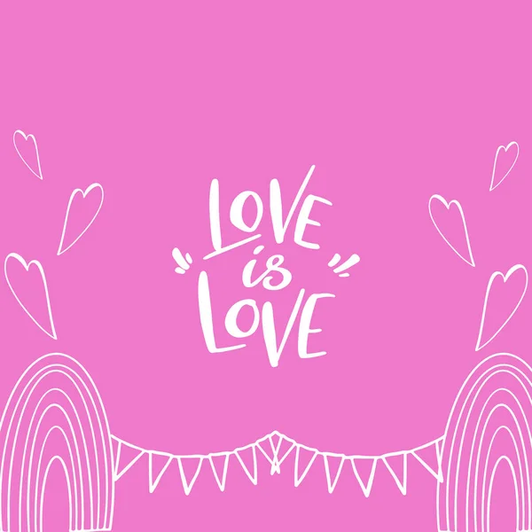 Une Carte Carrée Avec Lettrage Main Love Love Outline Digital — Photo