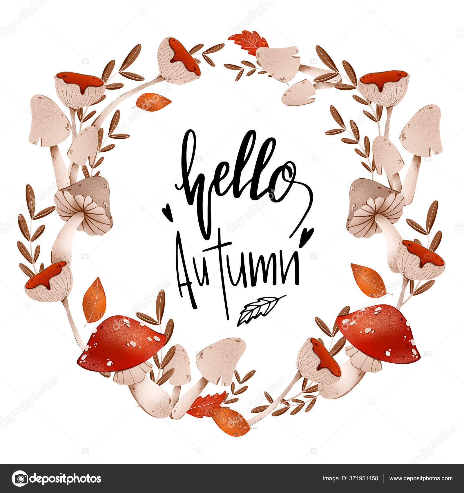 Schriftzug Hallo Herbst Quadratische Karte Mit Pilzen Umreissen Doodle Digitale Stockfotografie Lizenzfreie Fotos C Ka Yansh 371951458 Depositphotos