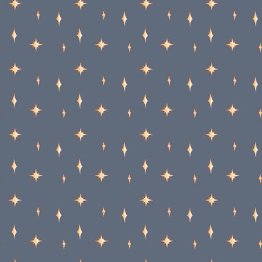 Mistik okült sanat deco yıldızı suluboya dijital doku mavi arka planda pürüzsüz desen. Kumaş, pankart, kart, ambalaj kağıdı, dövme, kırtasiye.