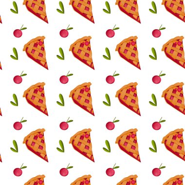 Beyaz arka planda şirin kırmızı kirazlı dijital sanat eserleri. Kumaşlar, ambalaj çantaları, kağıtlar, kutular, kartlar, davetiyeler, afişler, posterler, kırtasiyeler için yazdır.