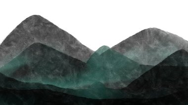 Parlak suluboya dağlar dikdörtgen arkaplan. Şirin, samimi dijital sanat. Kartlar, pankartlar, posterler, tekstil, duvar kağıdı, kapaklar, davetiyeler, web tasarımı, düğün, ambalaj kağıdı.