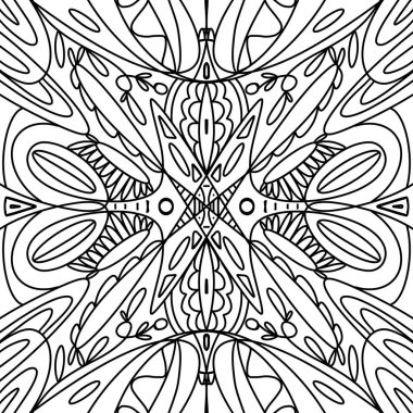 Çizgi çizgisel siyah çizim. Soyut mandala modern. Çocuklar ve yetişkinler için boyama kitapları, kartpostallar, kumaşlar, afişler, ambalaj kağıtları, iç tasarım.