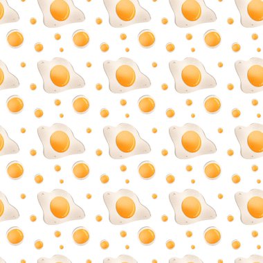 Parlak, pürüzsüz yumurta deseni. Beyaz arka planda dijital sanat. Tekstil, ambalaj kağıdı, dekorasyon, ağ, kart, pankart, restoran, mutfak baskısı.