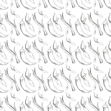 Karabibersiz karalama, beyaz arka planda devriye çizimi. Afişler, ambalaj kağıtları, posterler, kartlar, davetiyeler, kumaşlar, kafeler, menüler, restoranlar, web tasarımı.